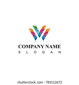 Triangle colorful logo icon on white background template
