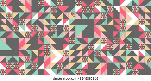 Triangle colorful pattern background for fashion textile print. Good for pillow, carpet, and blanket cover wrapping with trendy colors.