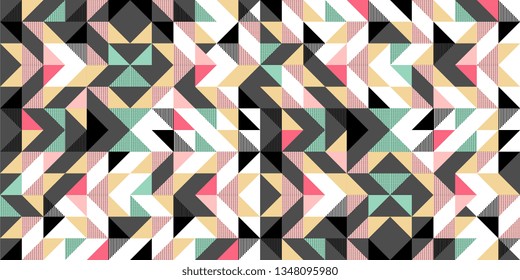Triangle colorful pattern background for fashion textile print. Good for pillow, carpet, and blanket cover wrapping with trendy colors.