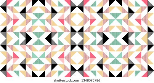 Triangle colorful pattern background for fashion textile print. Good for pillow, carpet, and blanket cover wrapping with trendy colors.