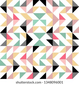 Triangle colorful pattern background for fashion textile print. Good for pillow, carpet, and blanket cover wrapping with trendy colors.