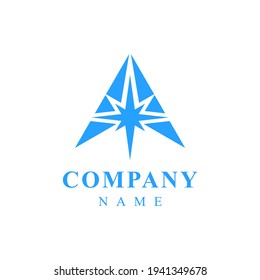 triangle with compass logo design vector