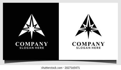 triangle with compass logo design vector