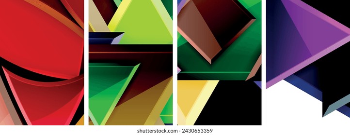 Triangle composition poster background set for wallpaper, business card, cover, poster, banner, brochure, header, website