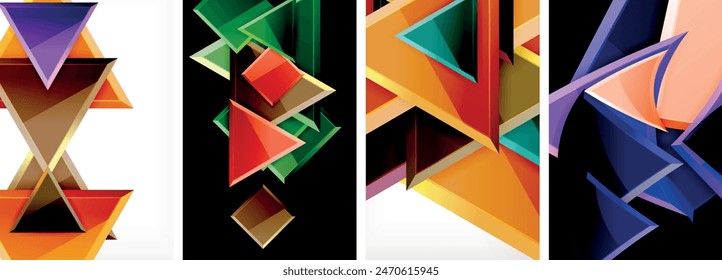 Triangle composition poster background set for wallpaper, business card, cover, poster, banner, brochure, header, website