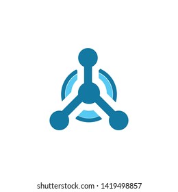 triangle connect dot line logo design