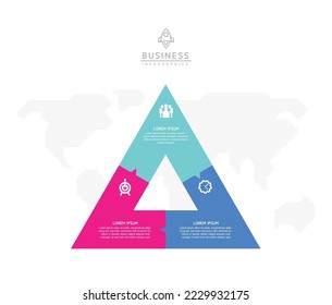 Triangle Connection Steps Business Infographic Template con 3 elementos