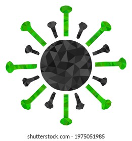 Triangle contagious virus polygonal symbol illustration. Contagious Virus lowpoly icon is filled with triangles. Flat filled abstract mesh symbol based on contagious virus icon.