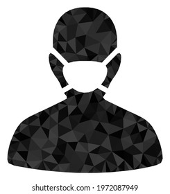 Triangle coronavirus face mask polygonal icon illustration. Coronavirus Face Mask lowpoly icon is filled with triangles. Flat filled geometric mesh image based on coronavirus face mask icon.