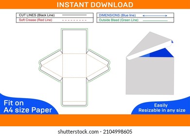 Triangle corrugated food box or gift box dieline template and 3D vector file