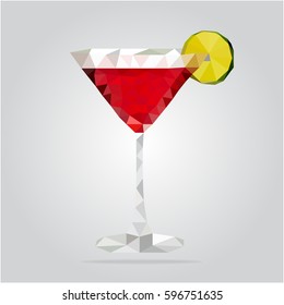 Triangle cosmopolitan cocktail vector illustration. Polygon cocktail icon