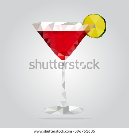 Triangle cosmopolitan cocktail vector illustration. Polygon cocktail icon
