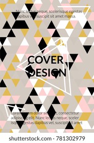 Triangle Cover Design.  Background with Triangle Shapes of Different colors. Template for Business Broshure, Cover Book, Magazine, Leaflet, Booklet. Fresh Template for Your Design