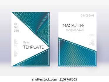 Triangle cover design template set. Red abstract lines on white blue background. Indelible cover design. Fascinating catalog, poster, book template etc.