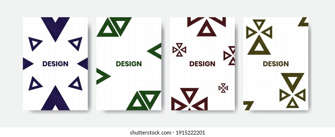 Triangle cover set template design with many colors. Design cover book, magazine, planner, poster, layout etc for your business or product