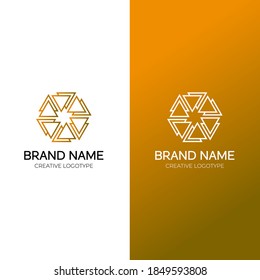 triangle creative abstract logo design modern and minimal logotype orange