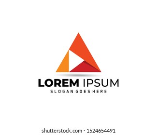 Triangle Creative Letter A Logo design vector template. Colorful Alphabet collection. Type Characters Logotype symbols.
