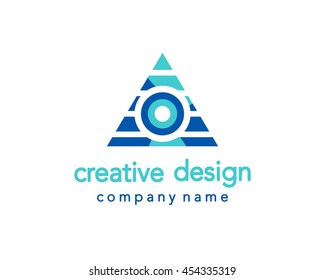 Triangle creative logo design, elegant pyramid icon, company logotype, business identity