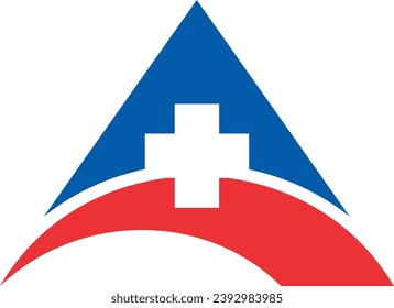 triangle cross hospital vector logo