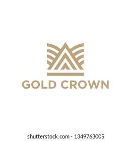 Triangle crown shape abstract gold logo design