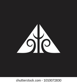 triangle with curves ornament logo vector