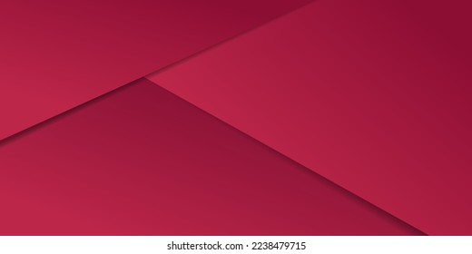 Triangle cut paper with red layers. 3D gradient abstract background. Color of the year 2023 viva magenta. Design element for card, cover, banner, poster, backdrop, wall. Vector illustration.
