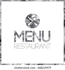 Triangle cutlery kitchen polygon menu design. Triangle restaurant background