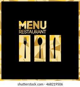Triangle cutlery kitchen polygon menu design. Triangle restaurant background