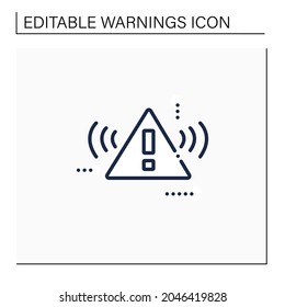 Triangle danger sign line icon. Caution. Exclamation, alert. Alarm loud sign. Error message. Warnings concept.Isolated vector illustration.Editable stroke