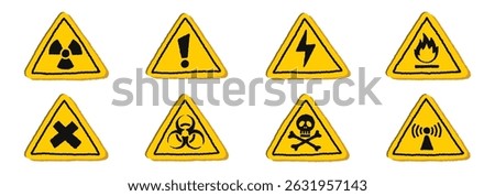 Triangle Danger Signs 2 on a White background, vector illustration.