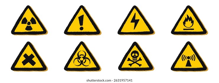 Triangle Danger Signs on a White background, vector illustration.
