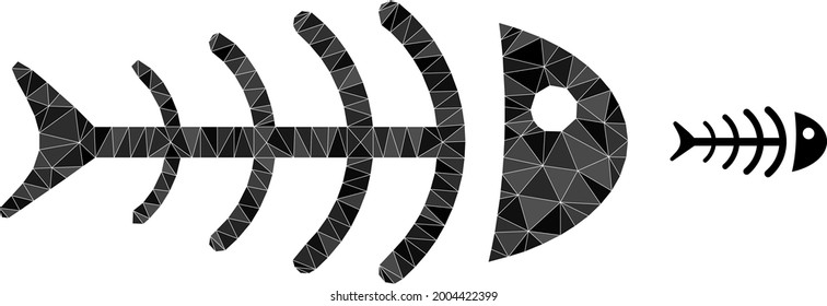 Triangle dead fish polygonal symbol illustration. Dead Fish lowpoly icon is filled with triangles. Flat filled geometric mesh symbol based on dead fish icon.