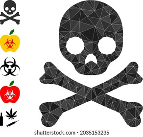 Triangle death skull polygonal symbol illustration, and similar icons. Death Skull is filled with triangles. Low-poly death skull constructed with random filled triangles.