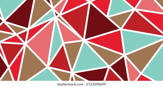 Triângulo de fundo de arte decorativa. Ilustração vetorial abstrata em mosaico em arco-íris poligonal. Padrão simples triangular. Modelo de design geométrico para cartaz, banner, cartão.