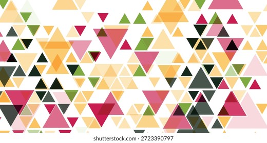Triângulo de fundo de arte decorativa. Ilustração vetorial abstrata em mosaico em arco-íris poligonal. Padrão simples triangular. Modelo de design geométrico para cartaz, banner, cartão.