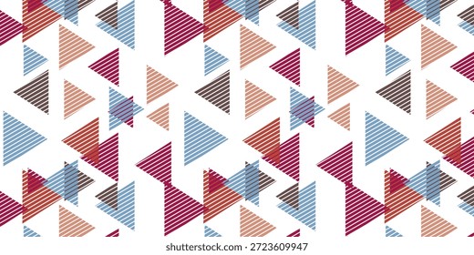 Triângulo de fundo de arte decorativa. Ilustração vetorial abstrata em mosaico em arco-íris poligonal. Padrão simples triangular. Modelo de design geométrico para cartaz, banner, cartão.