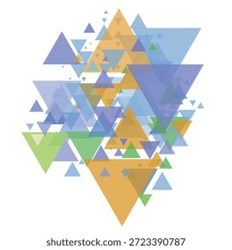Impressão de arte decorativa triangular. Fundo de mosaico em arco-íris poligonal. Ilustração vetorial abstrata. Elementos gráficos triangulares. Padrão simples. Modelo de design geométrico para cartaz, banner, cartão.