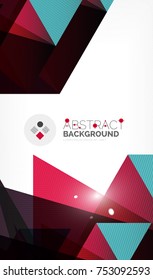 Triangle design business template with lights, vector geometric professional minimal template