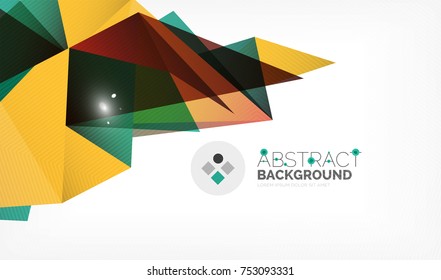 Triangle design business template with lights, vector geometric professional minimal template
