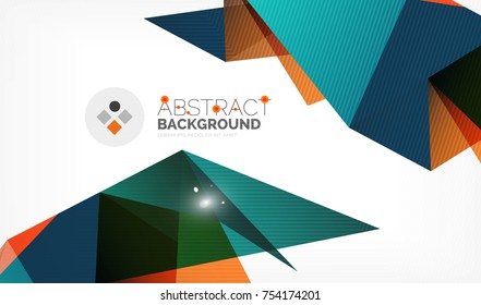 Triangle design business template with lights, vector geometric professional minimal template, orange and blue colors