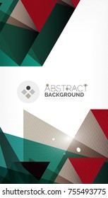 Triangle design business template with lights, vector geometric professional minimal template