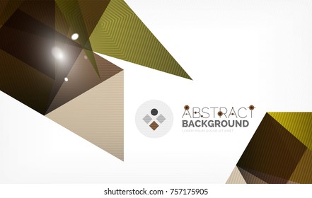 Triangle design business template with lights, vector geometric professional minimal template