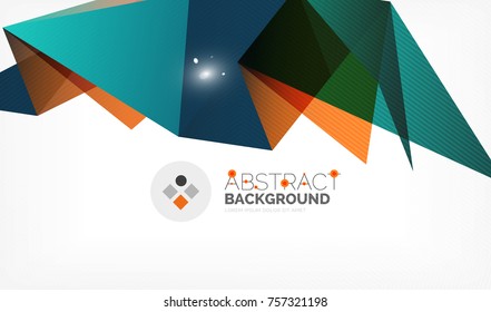 Triangle design business template with lights, vector geometric professional minimal template, orange and blue colors
