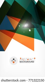 Triangle design business template with lights, vector geometric professional minimal template, orange and blue colors