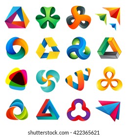 Triangle design icon set. Multicolor design element for visual identity, application or corporate identity. 
