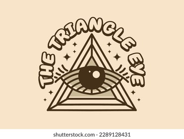 Triangle design with one eye in vintage style color