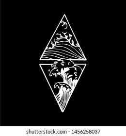 triangle design with wave illustration hand drawn
