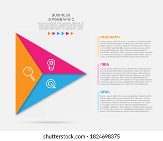 Dreieck-Diagramm Geschäftsdaten. Stufendiagramm, Optionsdiagramm, Layout. Kreatives Konzept für Infografiken, Präsentation, Projekt, Bericht. Kann für Themen wie Management, Workflow, Analyse verwendet werden.