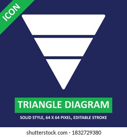 triangle diagram icon solid style on color background. chart and diagram vector illustration. base 64 x 64 pixels. expanded.