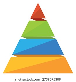 Triangle diagram template. Pyramid chart with color layers